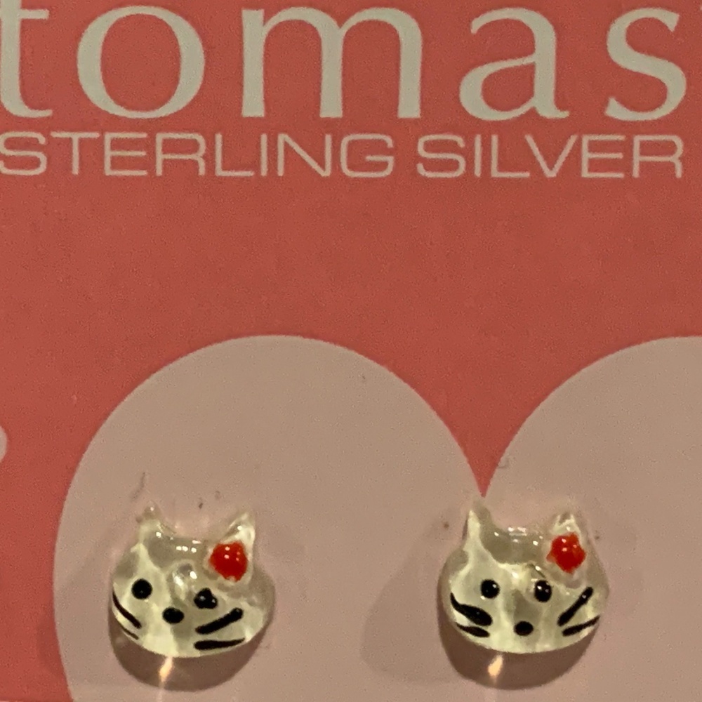 NWT Sterling Silver Kitty Stud Earrings
